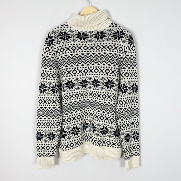 H&M Fair Isle Nordic Turtleneck Sweater Scandi Chunky Size XL Women's - Picture 3 of 4